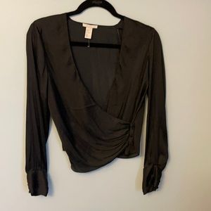 H&M black satin look blouse. Size 4. Never worn